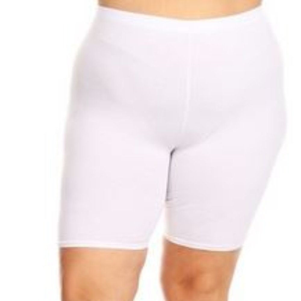 White Solid biker shorts plus size